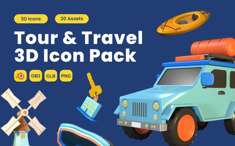 Tour and Travel 3D Icon Pack Vol 4 Model