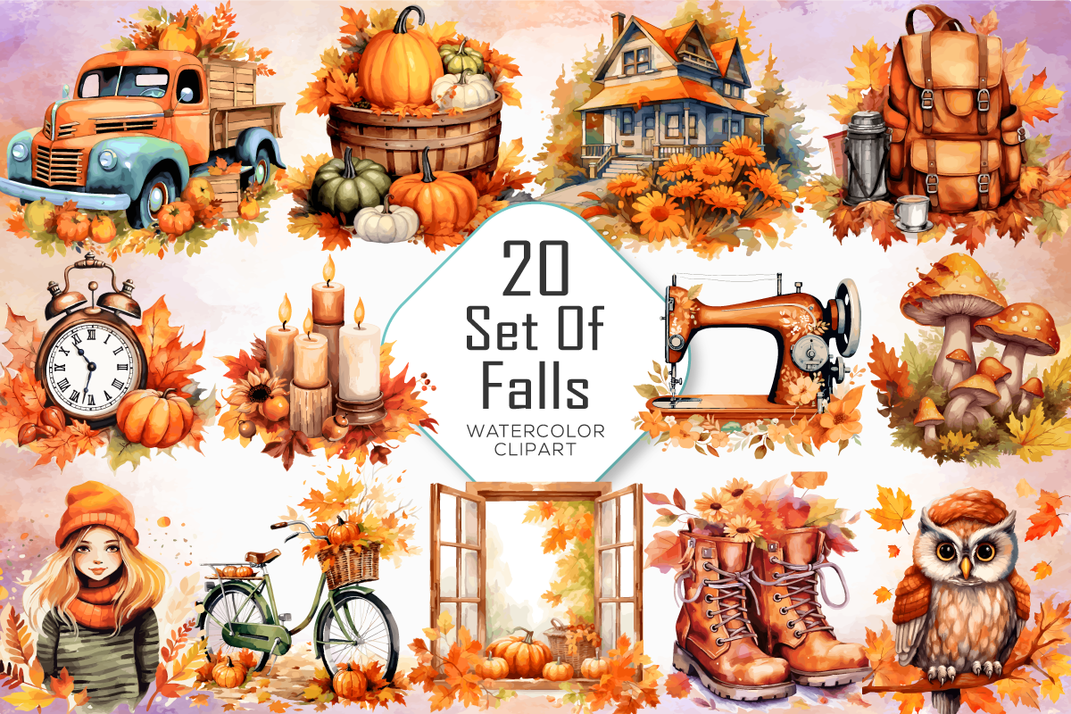 Fall Season Sublimation Clipart Bundle