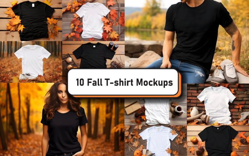 Fall Autumn T-shirt Mockup Bundle Product Mockup