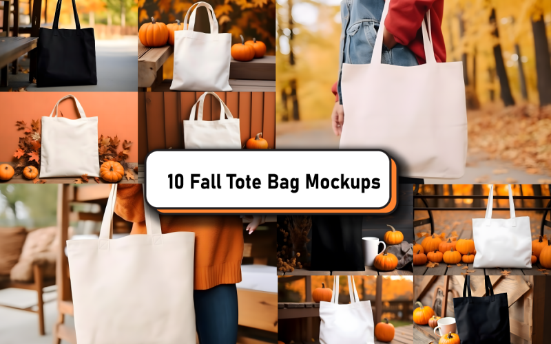 Fall Autumn Tote Bag Mockup Bundle Product Mockup