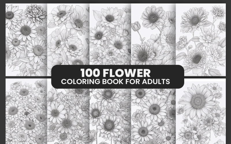 Flowers Adult Coloring Book for Kdp Background