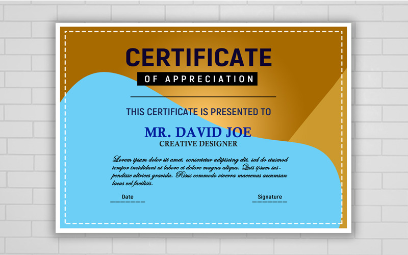 Green & yellow academy Completion Design Template Certificate Template