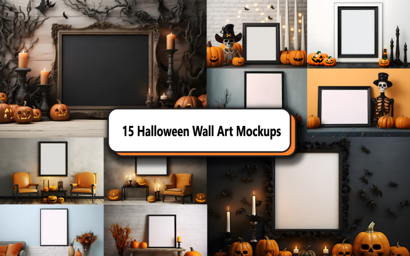 Halloween Interior Wall Art Mockup Bundle Product Mockup