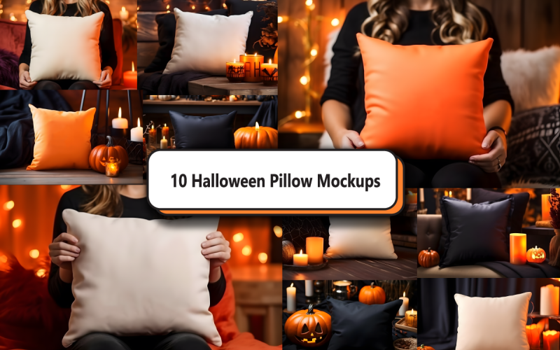 Halloween Pillow Mockup Bundle Product Mockup
