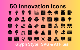 Innovation Icon Set 50 Glyph Icons - SVG And AI Files