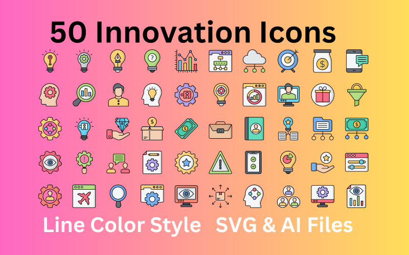 Innovation Icon Set 50 Line Color Icons - SVG And AI Files