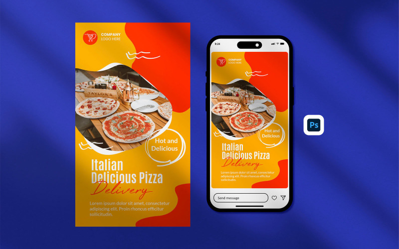 Instagram Story Template - Instagram stories Template for pizza Social Media