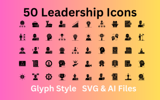 Leadership Icon Set 50 Glyph Icons - SVG And AI Files