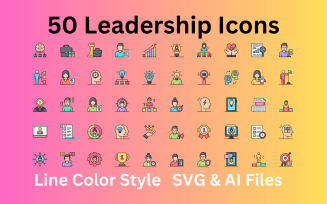 Leadership Icon Set 50 Line Color Icons - SVG And AI Files