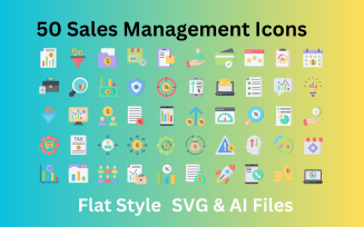 Sales Management Icon Set 50 Flat Icons - SVG And AI Files