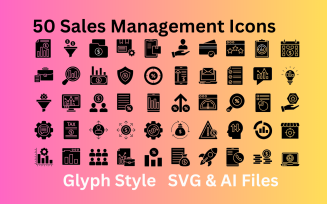 Sales Management Icon Set 50 Glyph Icons - SVG And AI Files