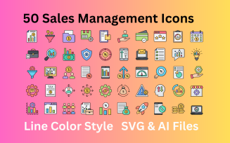 Sales Management Icon Set 50 Line Color Icons - SVG And AI Files