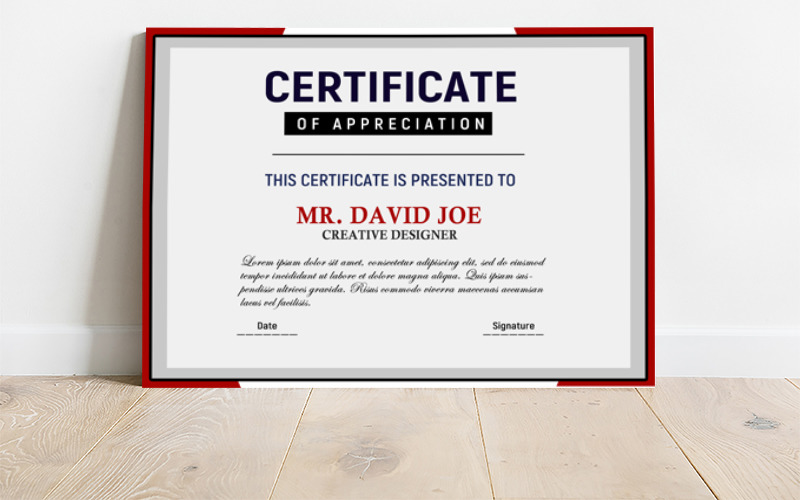 White & Red Completion Certificate Design Template Certificate Template