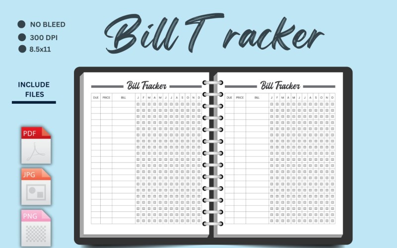 Bill Tracker Printable, Bill Payment Tracker, Bill Pay Checklist Logbook Planner