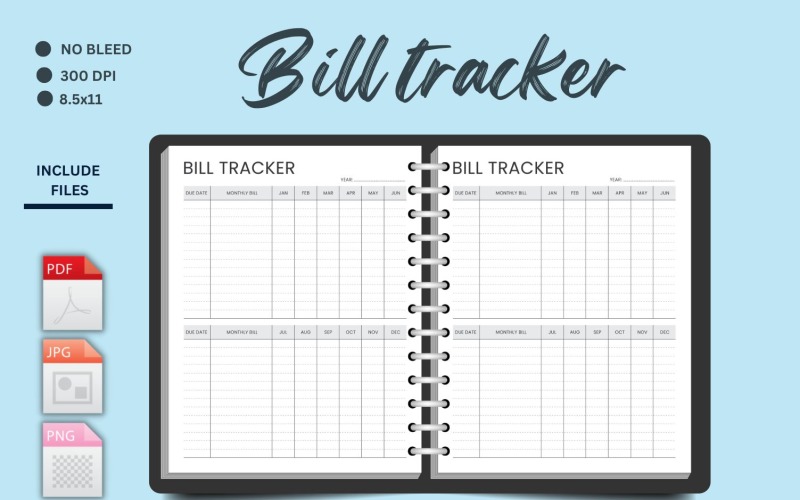 Bill Tracker Printable Logbook Planner