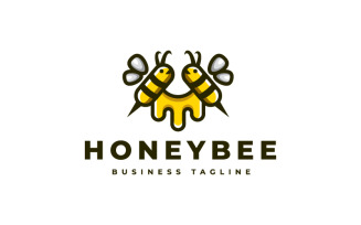 Couple Honey Bee Logo Template