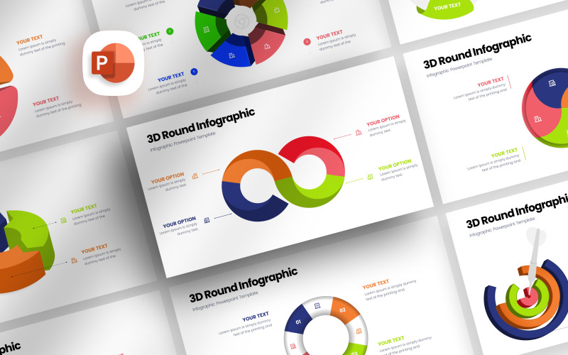 3D Round Infographic Presentation Template PowerPoint Template
