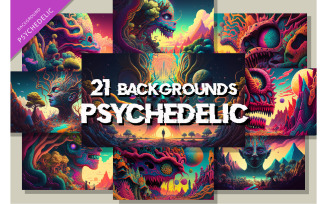 Set of psychedelic backgrounds. Illustration.
