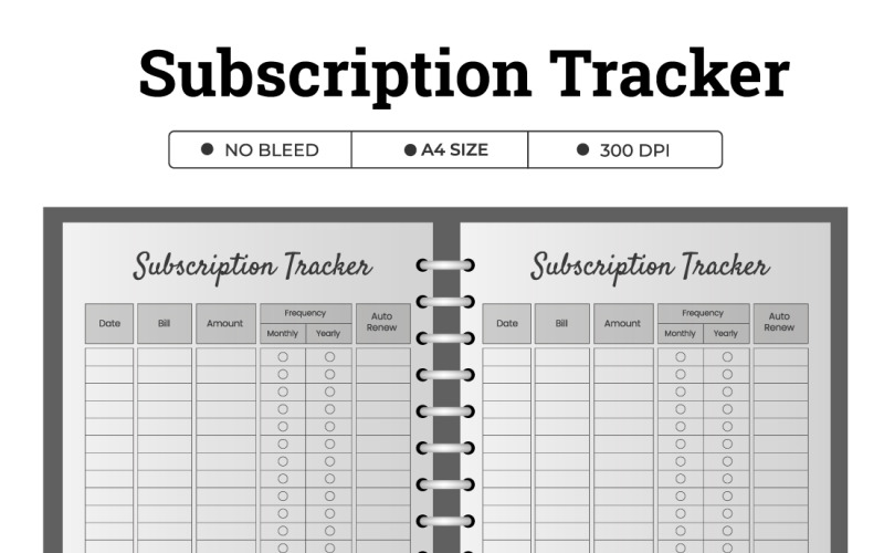 Subscription Tracker Printable Monthly Membership Checklist Planner