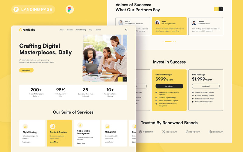 TrendLabs - Marketing Agency Landing Page UI Element
