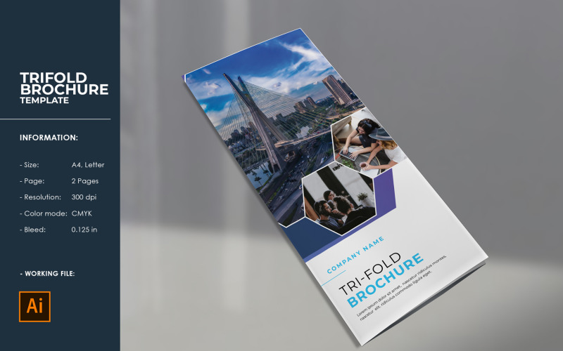 Business Trifold Brochure Template. Adobe Illustrator Template Corporate Identity