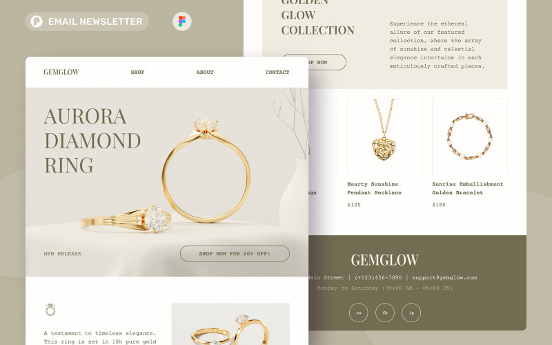GemGlow - Jewelry Email Newsletter UI Element