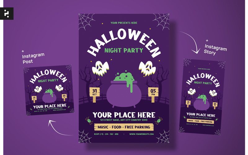 Halloween Night Party Flyer Templates Corporate Identity
