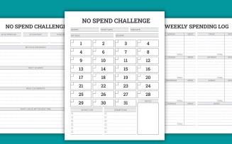 No Spend Challenge, Printable, No Spending Tracker