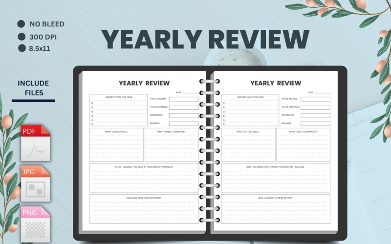 Yearly Budget Review Tracker Logbook Planner