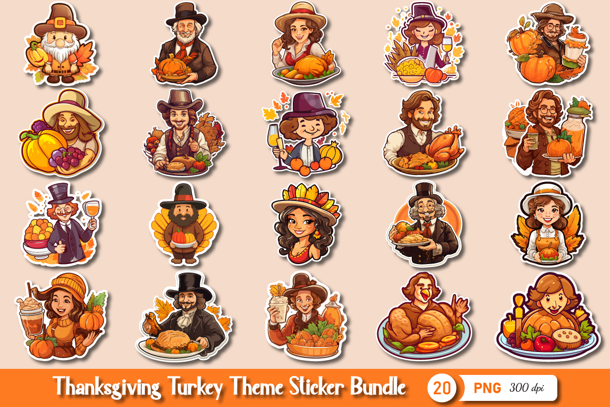 Kit Graphique #353602 Stickers Thanksgiving Web Design - Logo template Preview