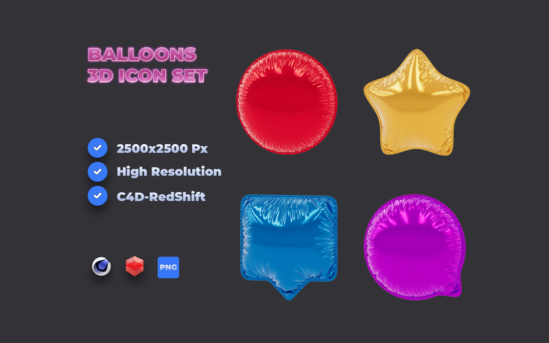 Balloons 3D Illustration Pack Model