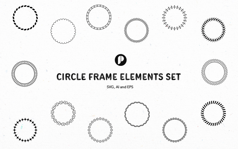 Circle Frame Elements Set Illustration