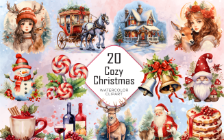 Cozy Christmas Watercolor Sublimation Clipart Bundle