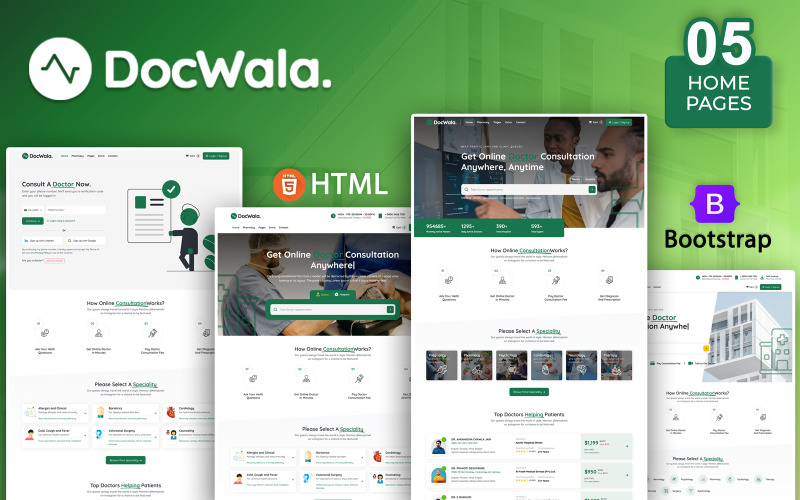 DocWala - Online Doctor & Healthcare Consultation HTML Template Website Template
