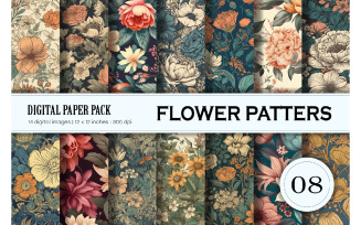 Floral Patterns 08. Digital Paper Set.