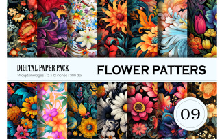 Floral Patterns 09. Digital Paper Set.