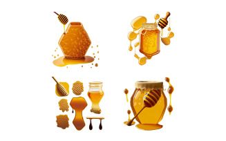 Honey icon set. Realistic illustration of honey icon set for web design.