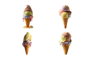 Ice cream in waffle cone isolated on white background with clipping path.