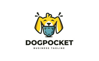 Cute Dog Pocket Logo Template