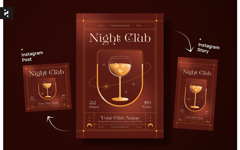 Elegant Night Club Flyer Template Corporate Identity