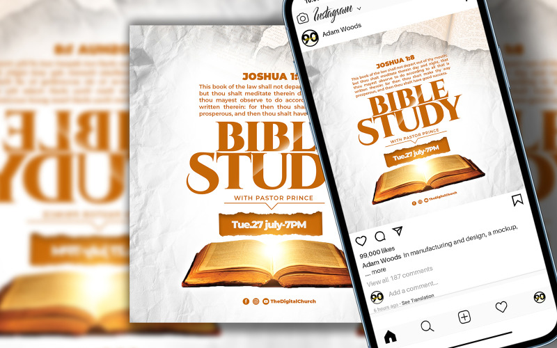 Bible study church flyer template Social Media