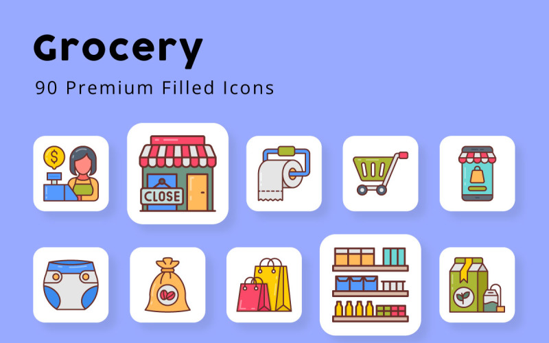 Grocery Premium Filled Icons Icon Set