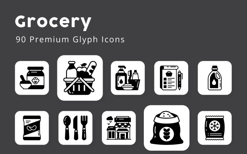 Grocery Premium Glyph Icons Icon Set