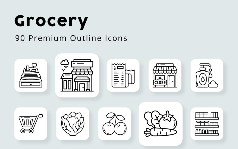 Grocery Premium Outline Icons Icon Set