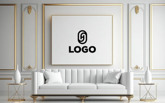 White Board Logo Mockup in Luxury Interior Background