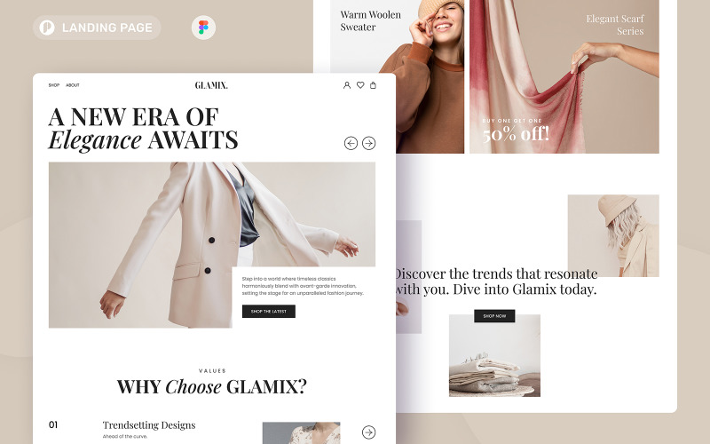 Glamix - Fashion Landing Page UI Element