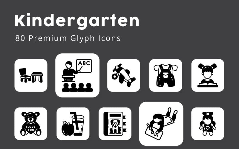 Kindergarten Premium Glyph Icons Icon Set