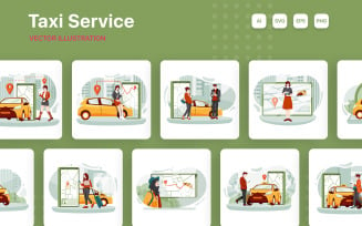 M208_ Taxi Service Illustration Pack