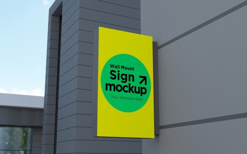 Rectangular Wall Mount Façade Sign Mockup Template Product Mockup
