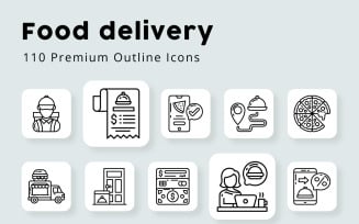 Food delivery Unique Outline Icons